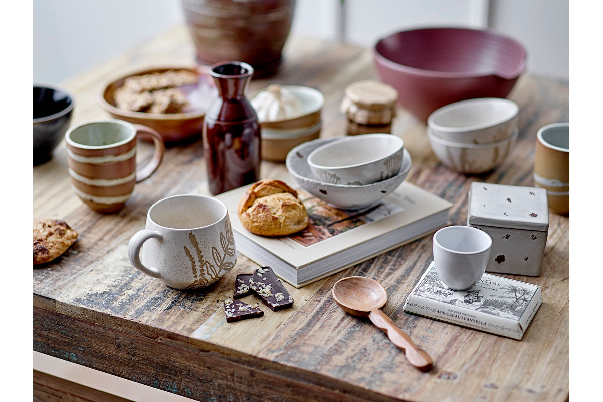 Florina Bowl Set – Stoneware with Floral Decor (3-piece)