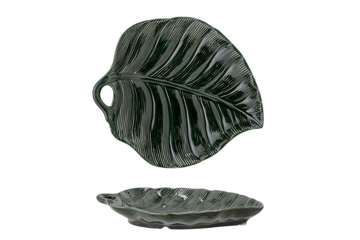 Plate Riva – made of stoneware – with leaf texture