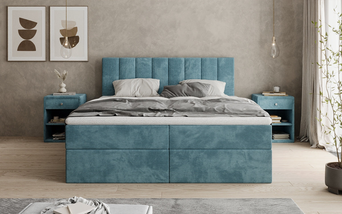 Sofia box spring bed in Corduroy with storage