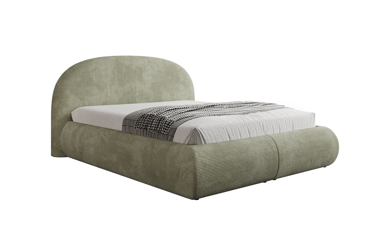 Designer upholstered bed Loop in Corduroy with storage space