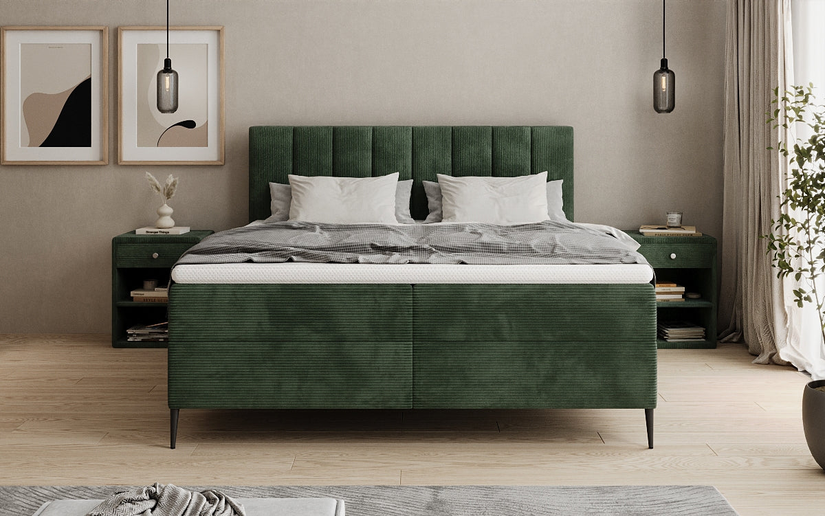 Lucca box spring bed in Corduroy with storage and legs