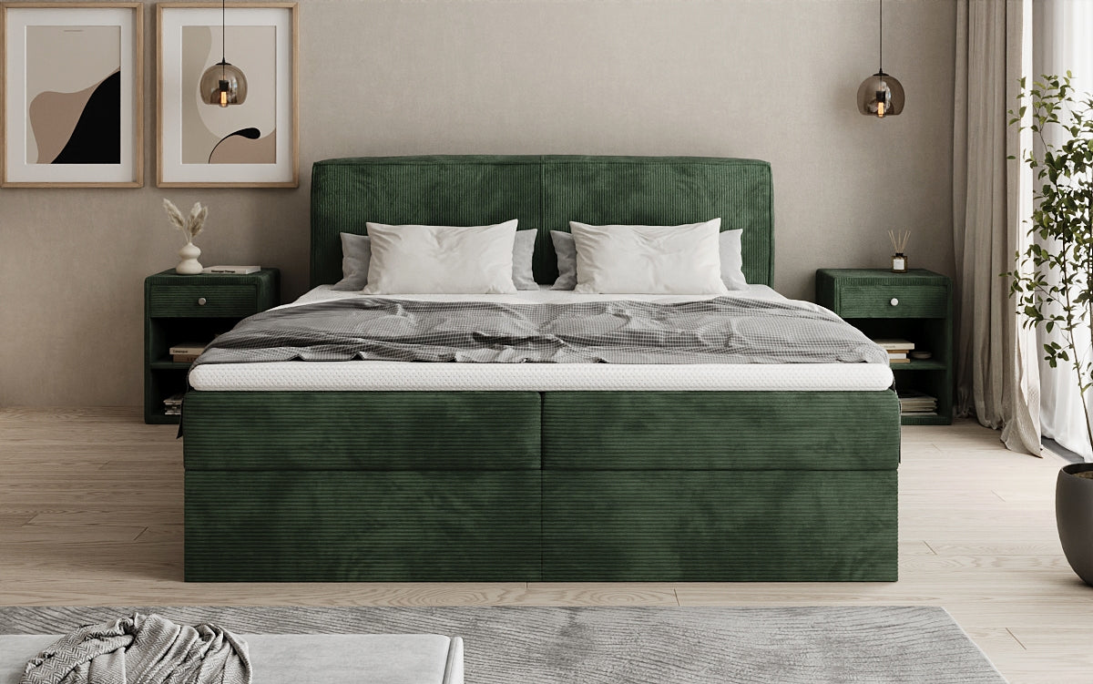 Box spring bed Marea in Corduroy with storage space