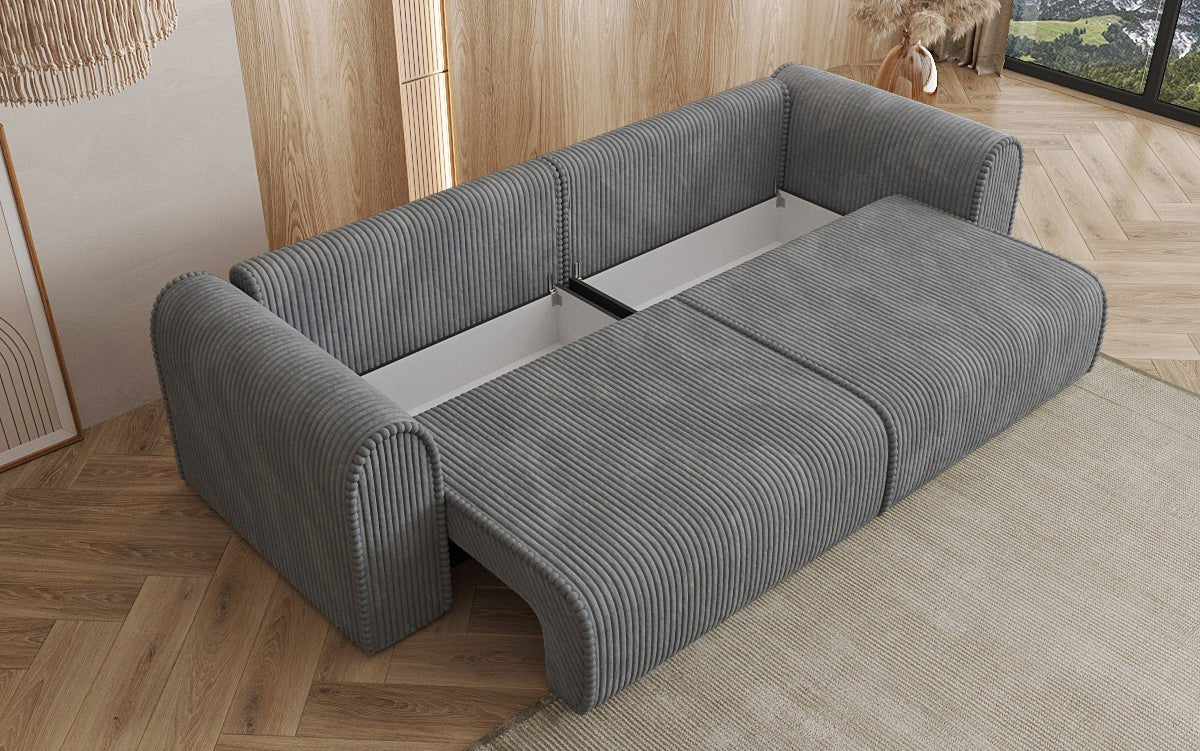 Designer Sofa Big Buddy 3-Seater with Sleeping Function and Storage in Wide Corduroy