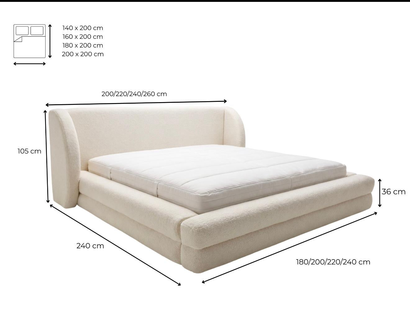 Designer upholstered bed Liv in velvet with storage