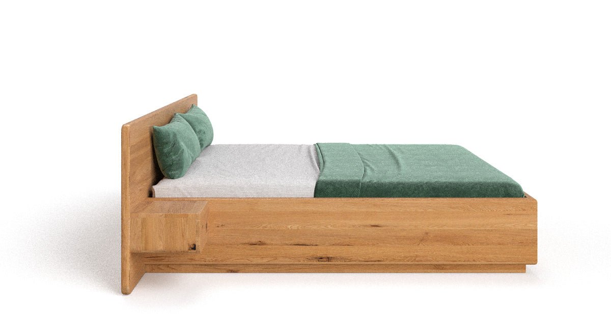 Designer Wooden Bed Fiona in Solid Oak with Storage