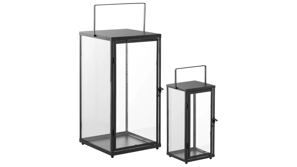Set of 2 Felli lanterns - with black metal frame