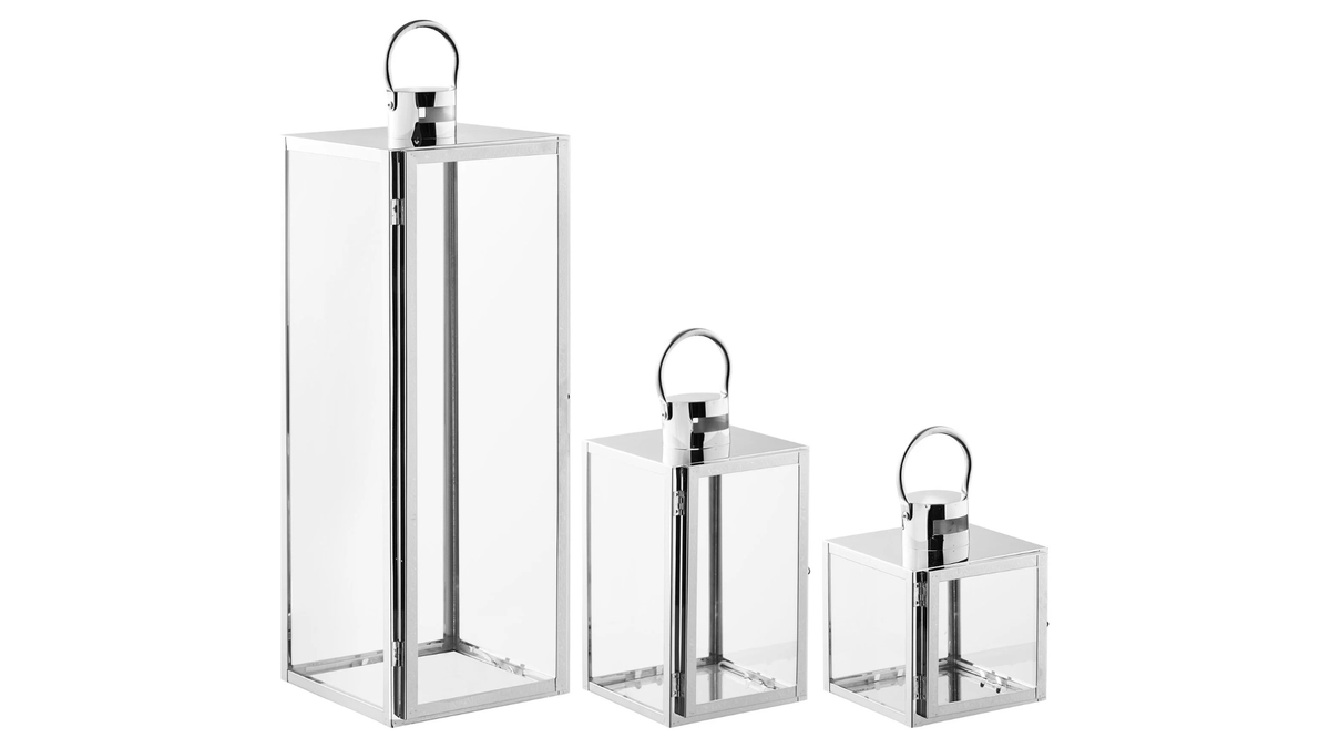 Set of 3 lanterns Rufus - with silver-colored frames