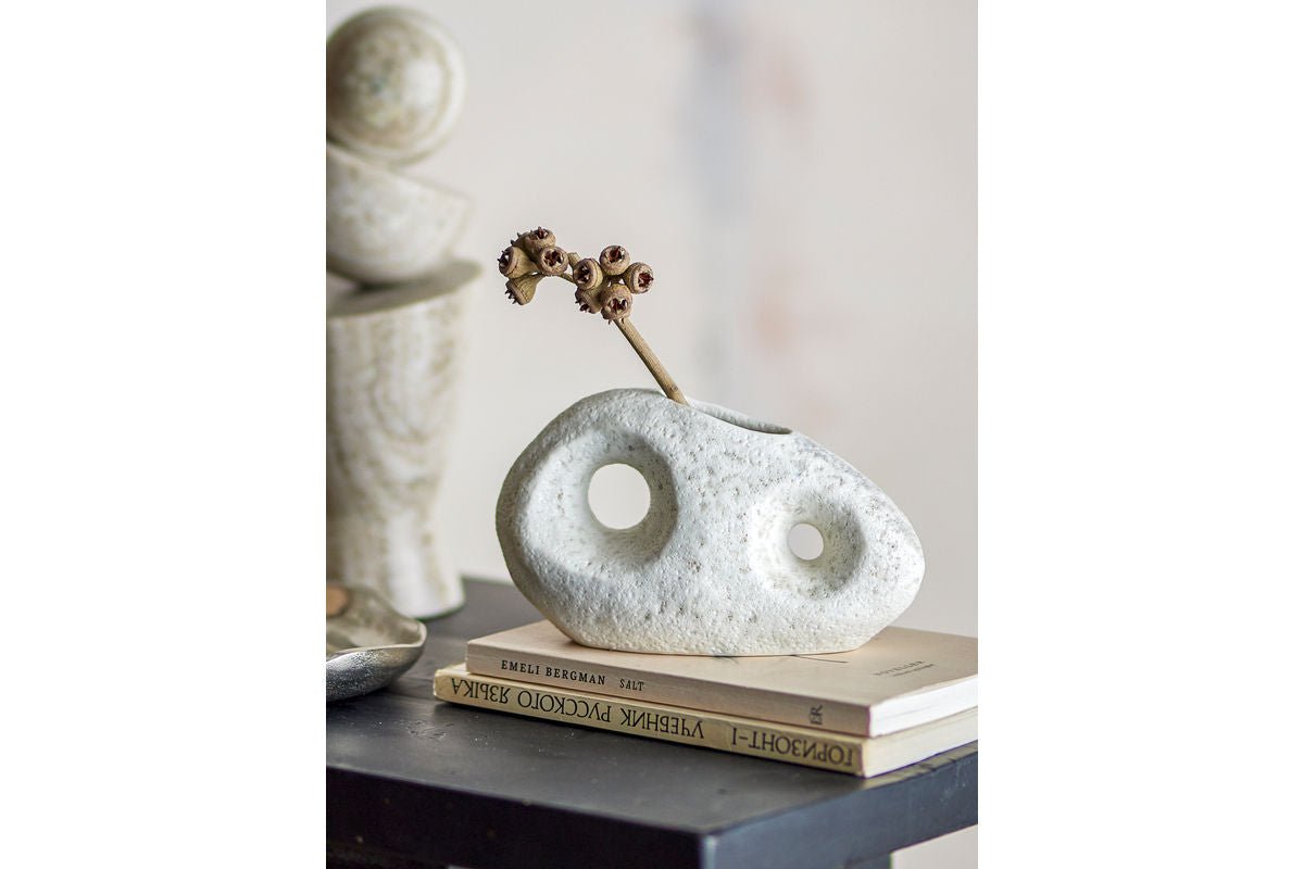 Vase Zola - Weiß, aus Steingut, breit