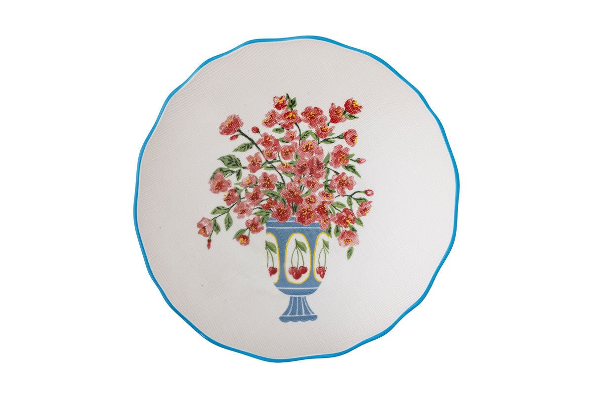 Bowl Avenza – white stoneware with flowers
