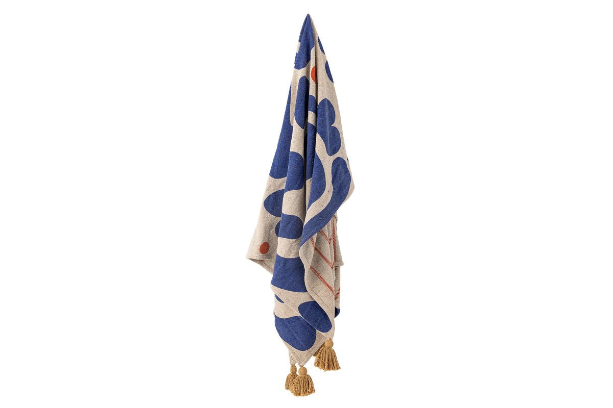 Kiral Throw Blanket - Blue, made from recycled cotton