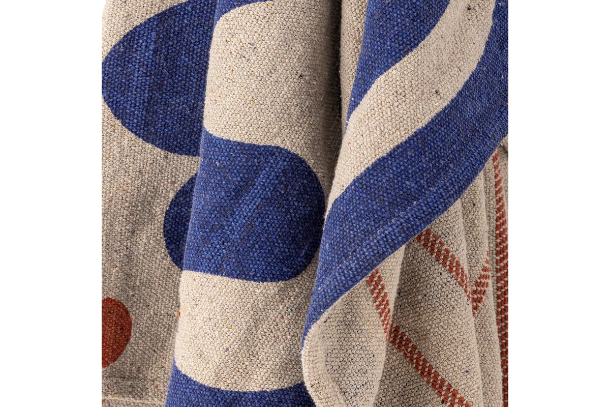 Kiral Throw Blanket - Blue, made from recycled cotton