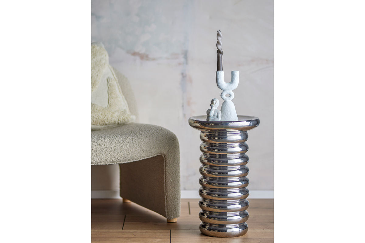 Side Table Porto – Stoneware in Silver Finish