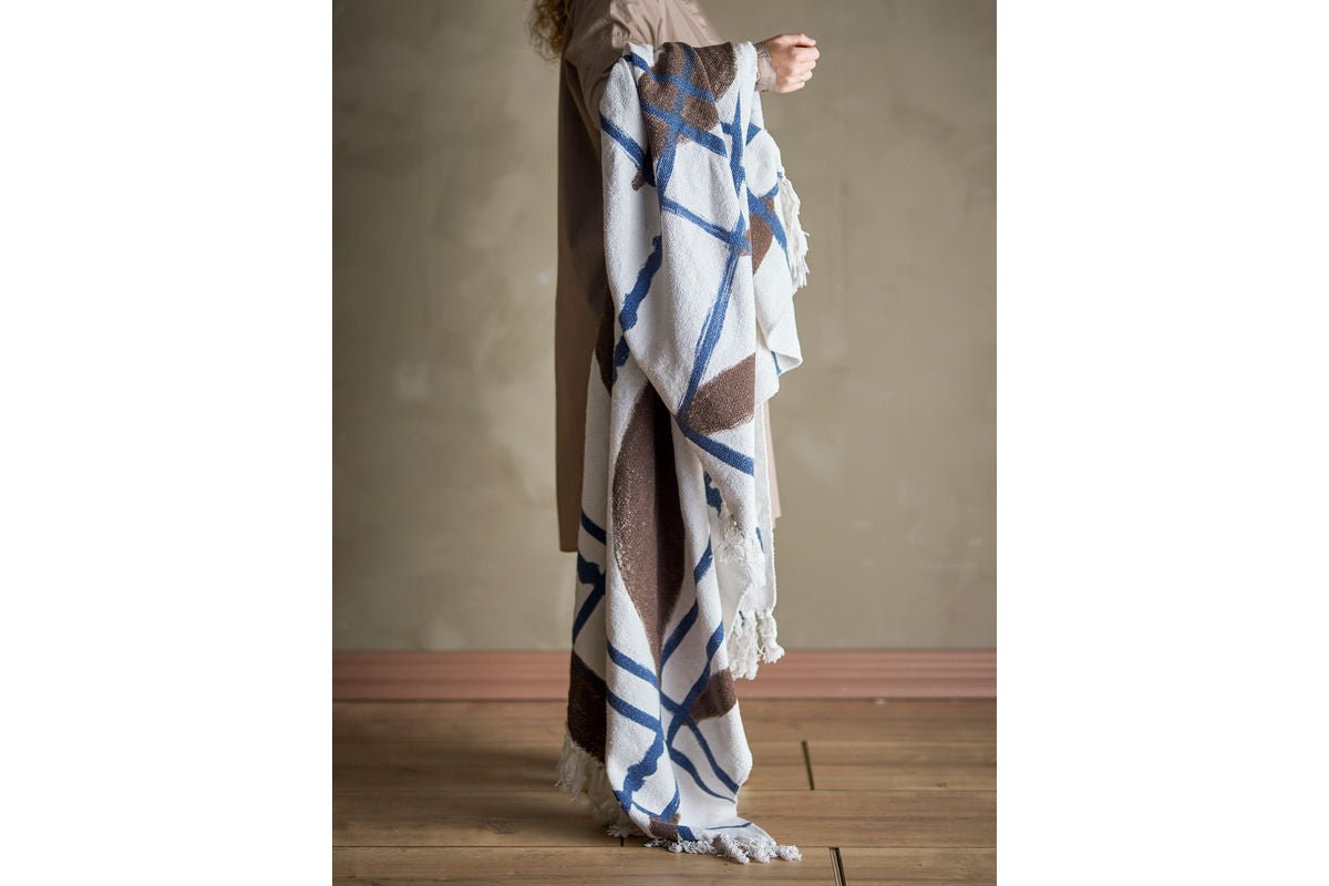 Überwurfdecke Sola - Natur, aus recycelter Baumwolle