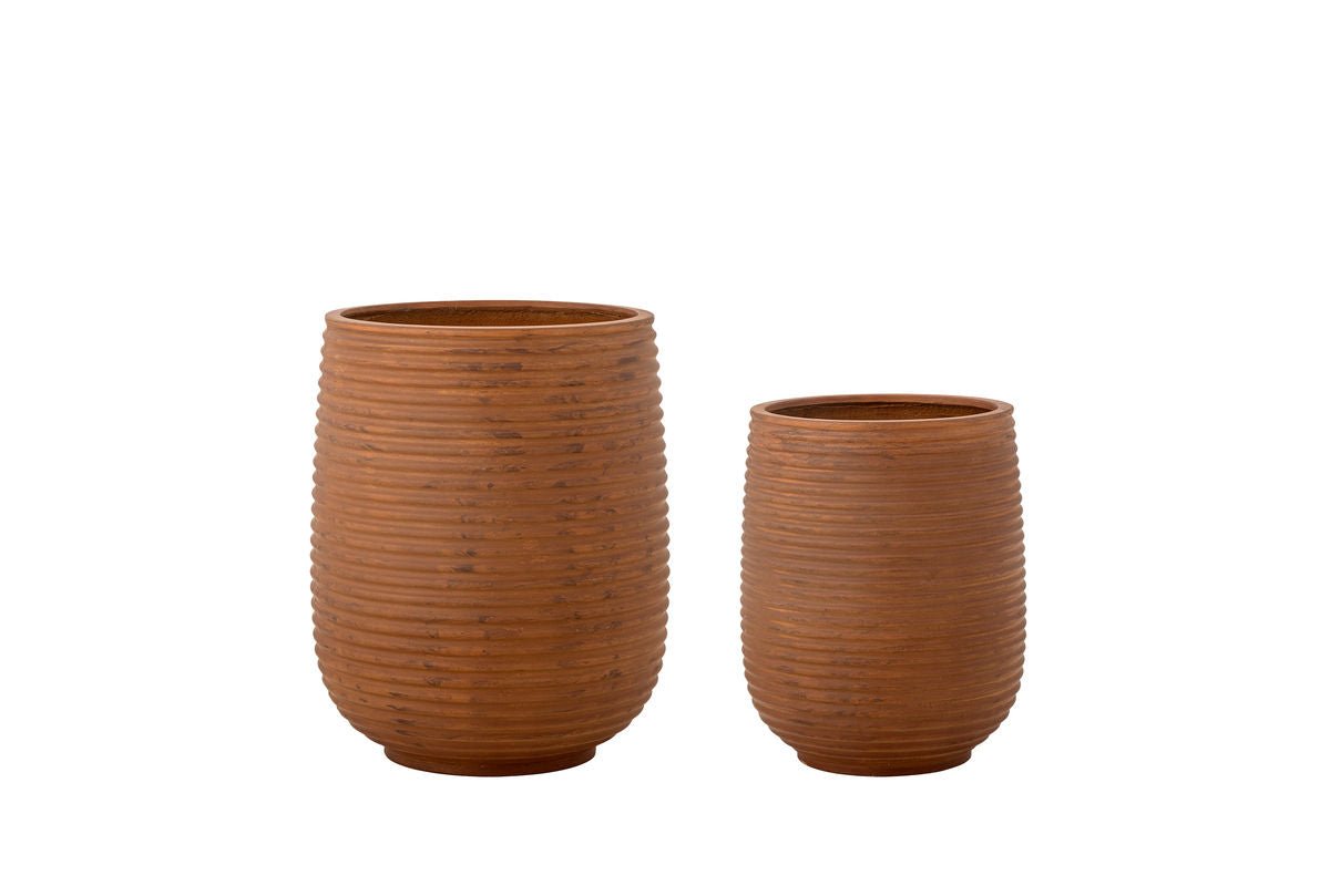 Flower Pot Set "Rustea" – Brown with Rust Effect (2-piece)