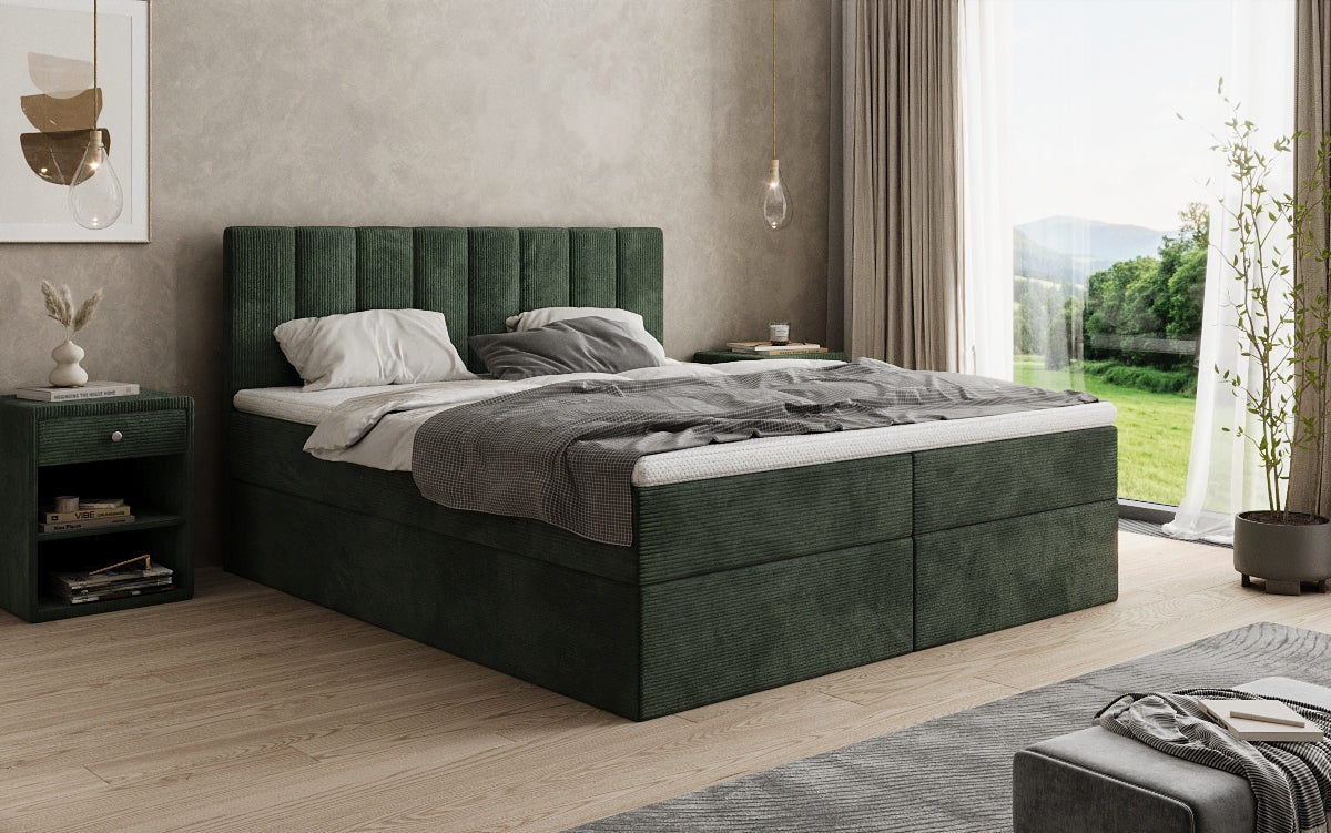 Sofia box spring bed in Corduroy with storage