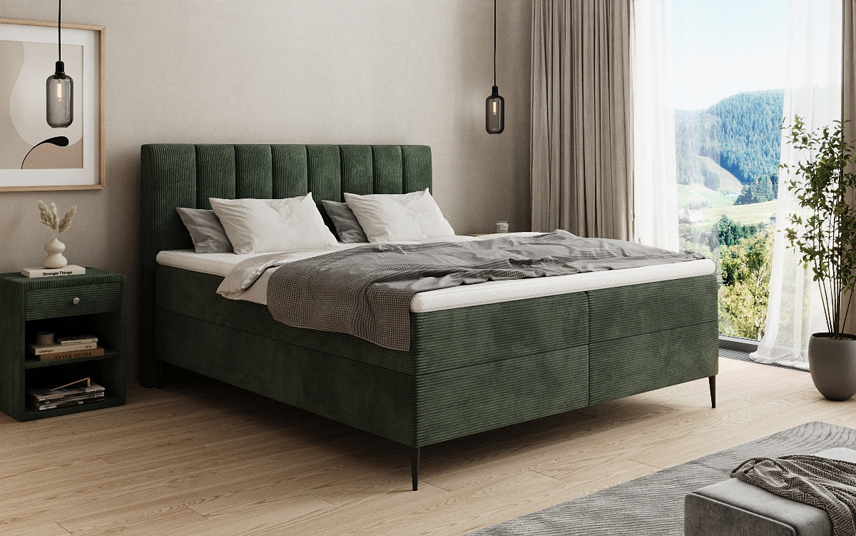 Lucca box spring bed in Corduroy with storage and legs