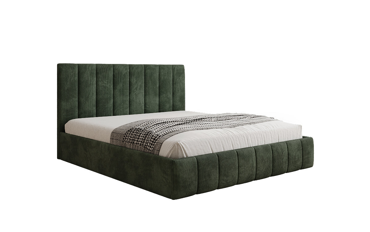 Designer upholstered bed Mila in Corduroy with storage