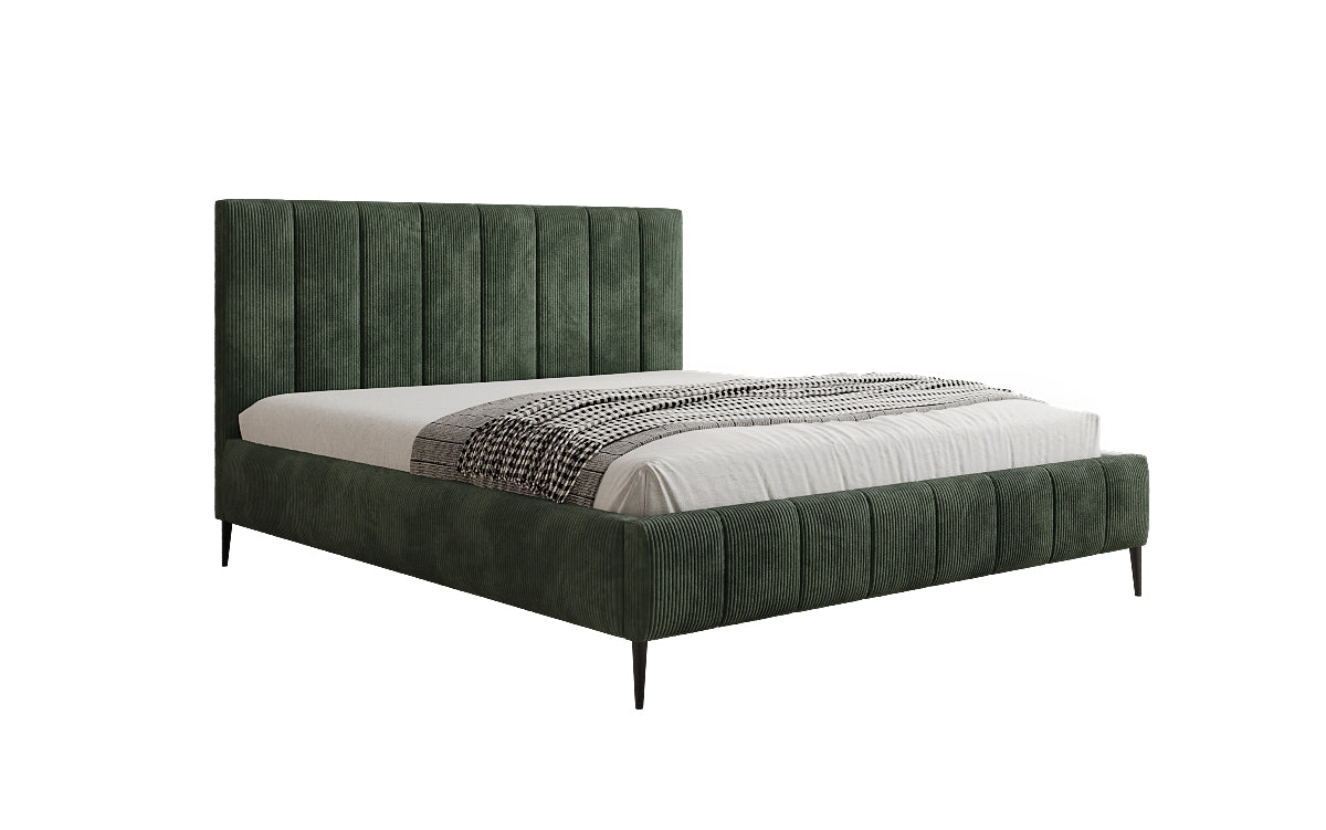 Designer upholstered bed Astrid in Corduroy with storage space