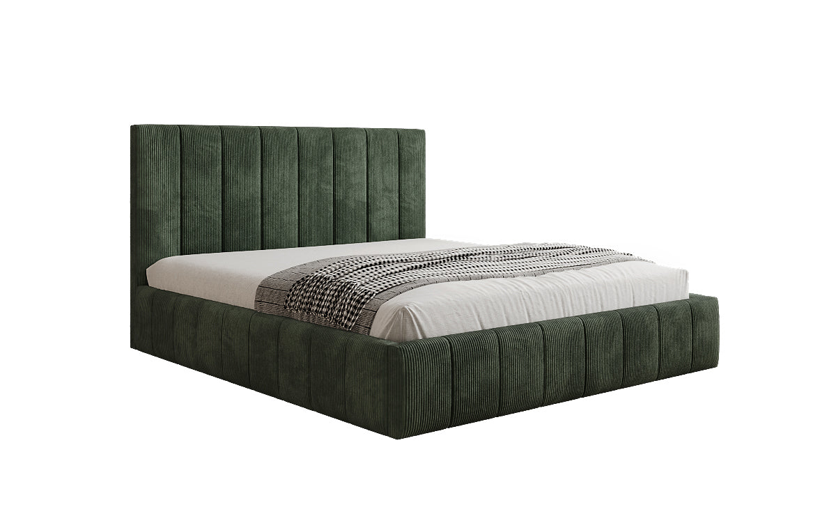 Designer upholstered bed Maja in Corduroy with storage