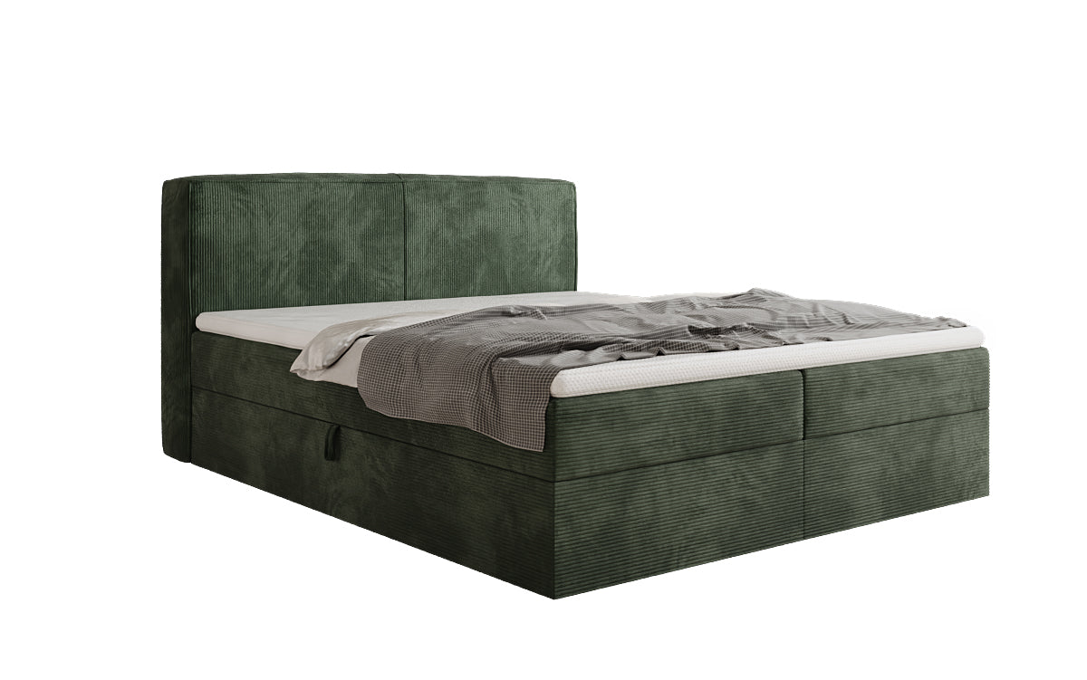 Box spring bed Marea in Corduroy with storage space