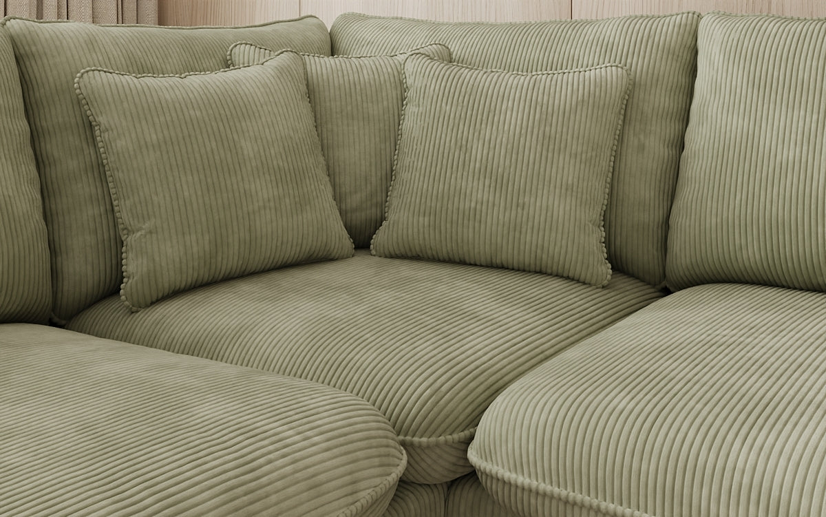 Designer corner sofa Laguna with metal feet in Corduroy