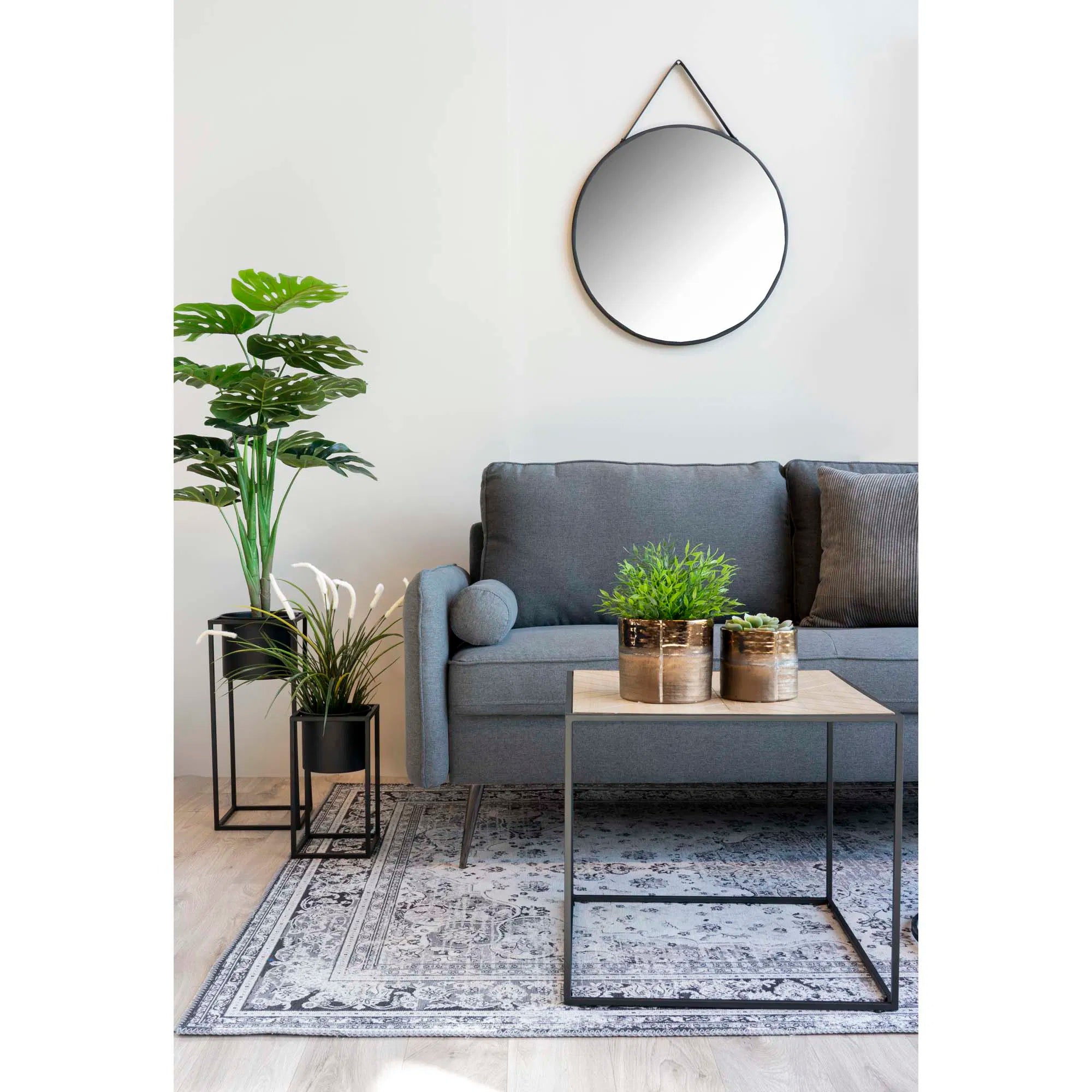 Spiegel Toreno – Round Hanging Mirror with Black Frame (Ø60 cm)