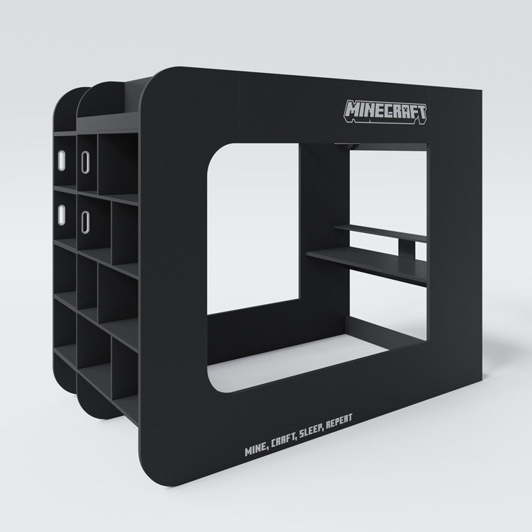 Minecraft Gaming Loft Bed "BaseCamp XL" with Desk & Shelf