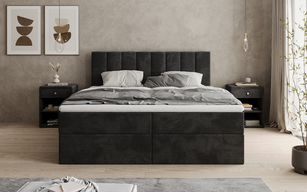 Sofia box spring bed in Corduroy with storage