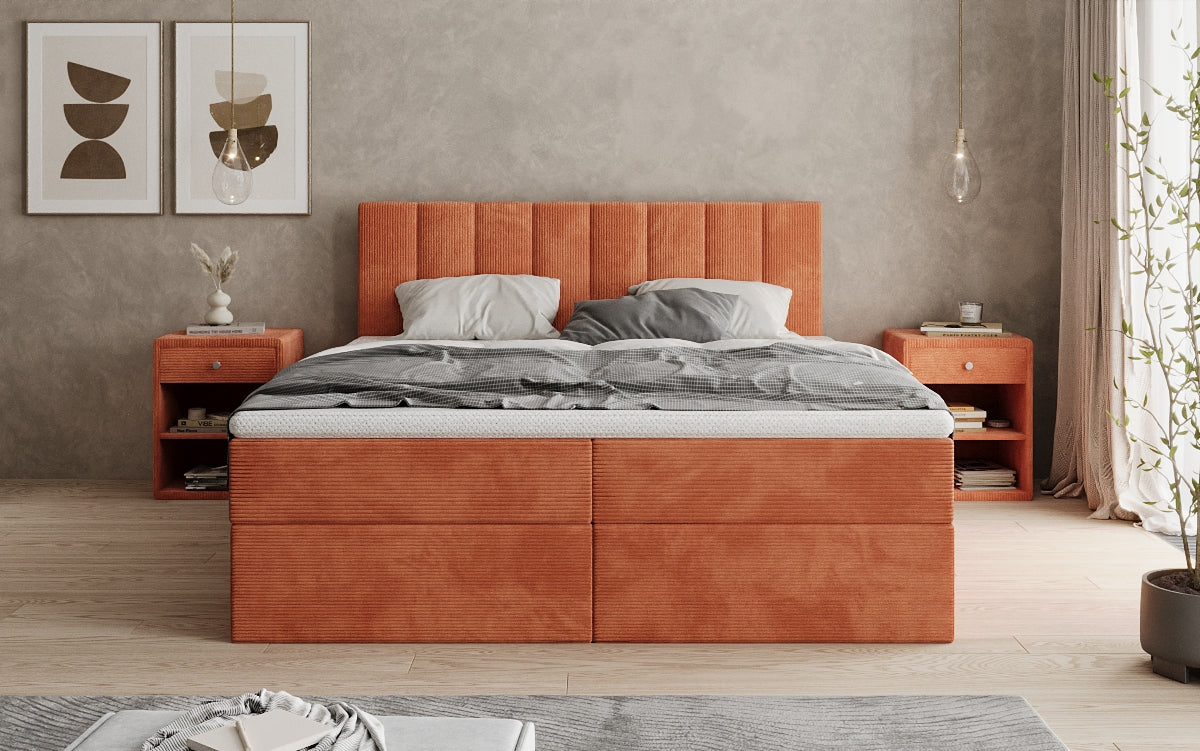 Sofia box spring bed in Corduroy with storage
