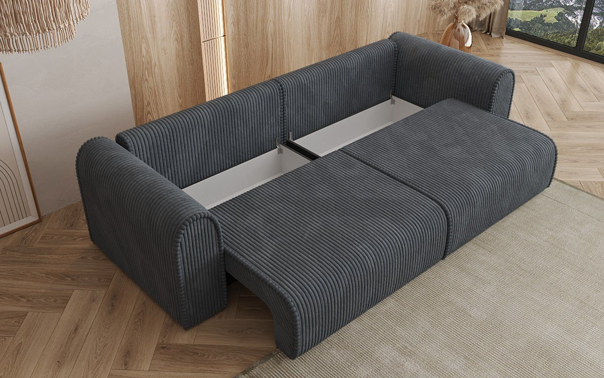 Designer Sofa Big Buddy 3-Seater with Sleeping Function and Storage in Wide Corduroy