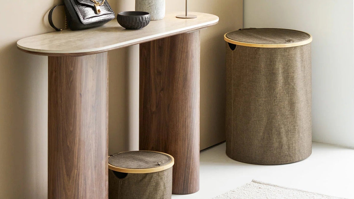Laundry basket Marcello - made of bamboo and polyester
