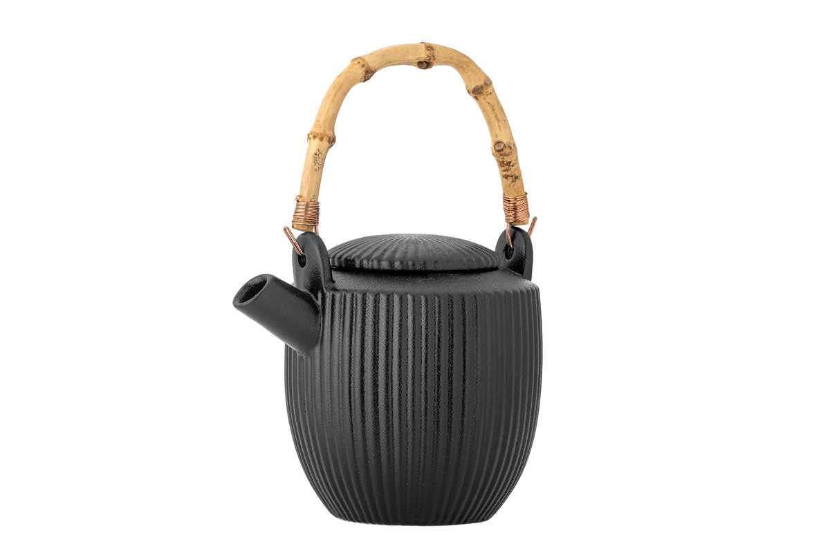 Teapot Beni – black stoneware with bamboo handle