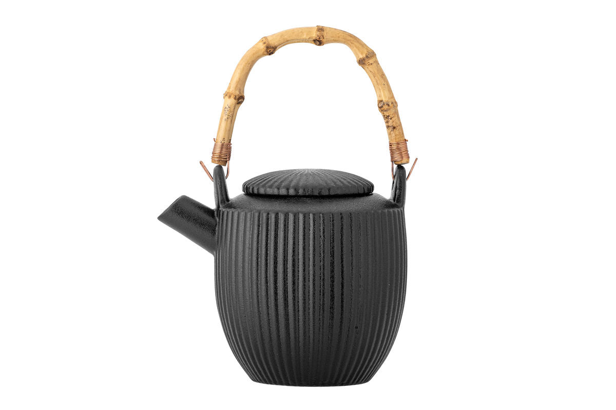 Teapot Beni – black stoneware with bamboo handle
