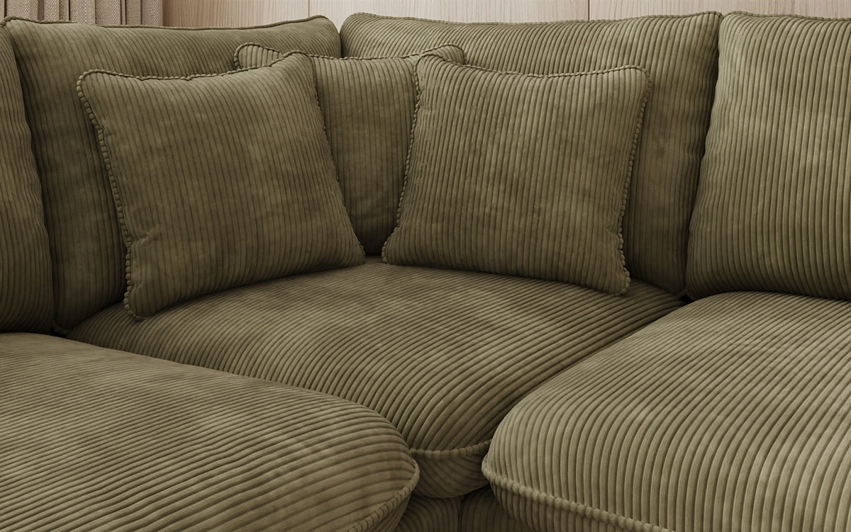 Designer corner sofa Laguna with metal feet in Corduroy