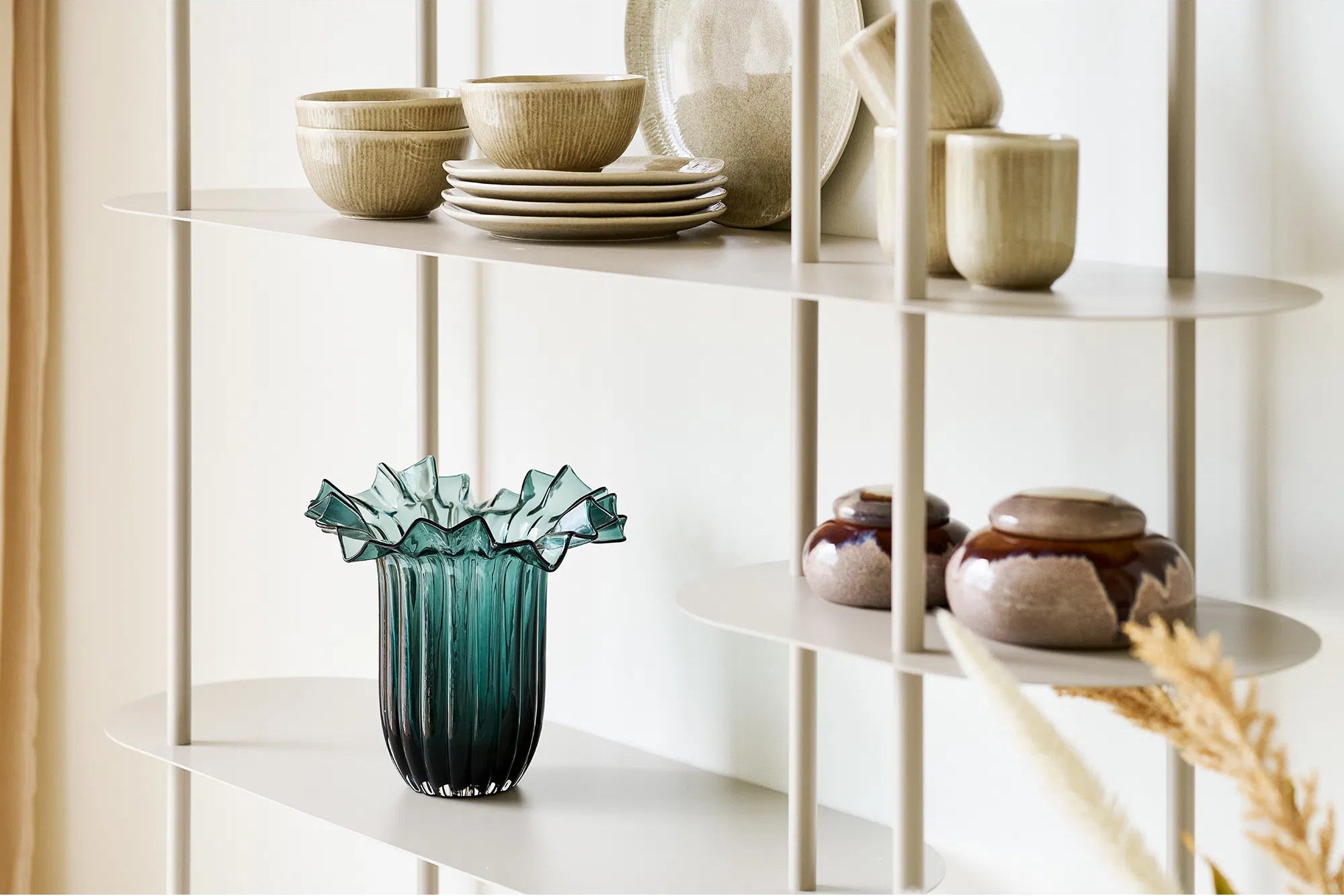 Vase Norelia - edle Glasvase in dunkelgrün