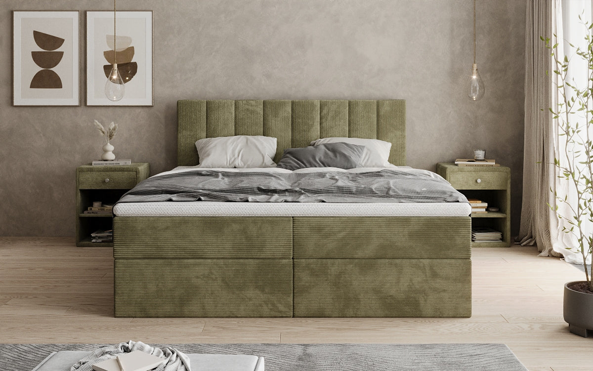 Sofia box spring bed in Corduroy with storage