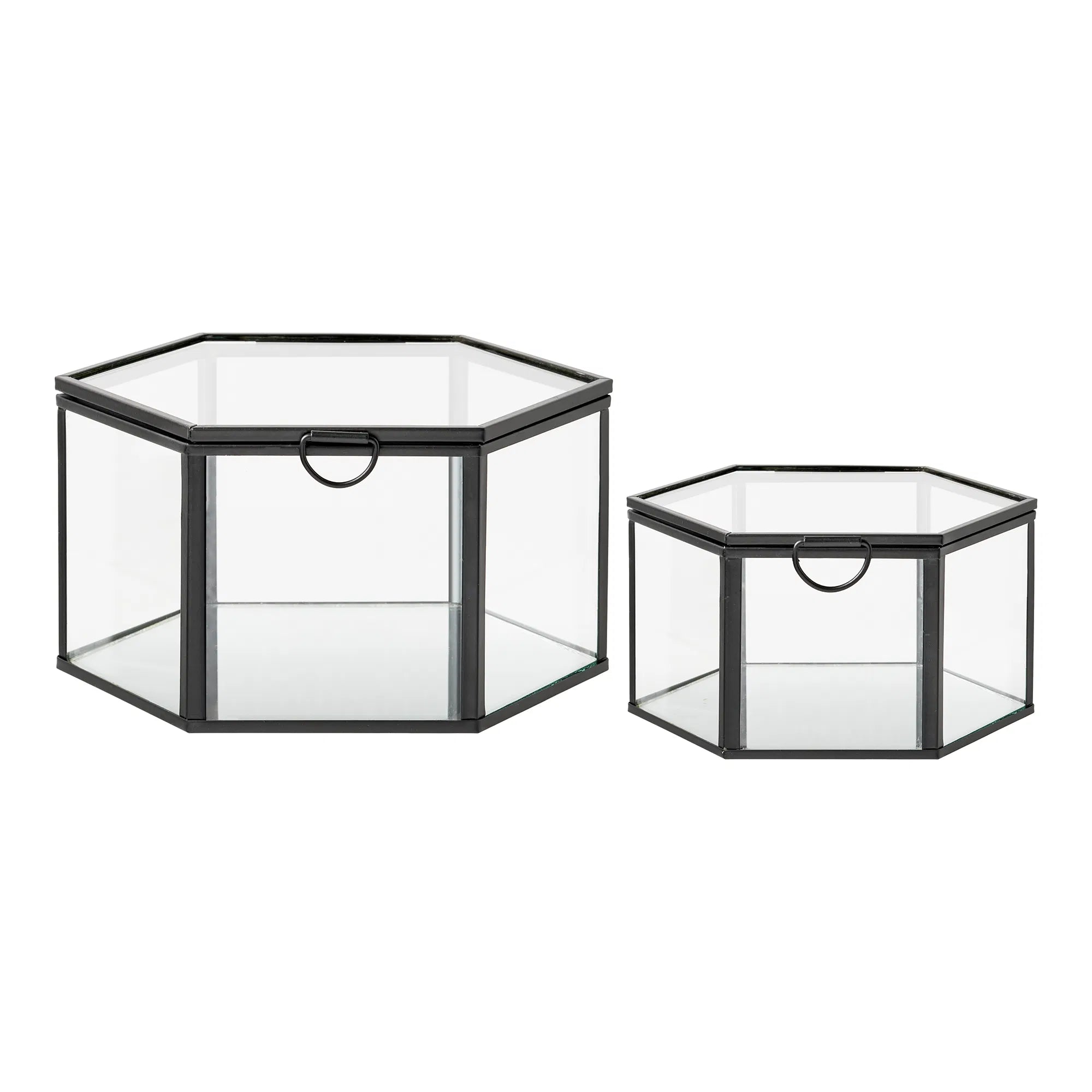 Storage Box Varnelle - made of Glass with Metal Frame (Set of 2)