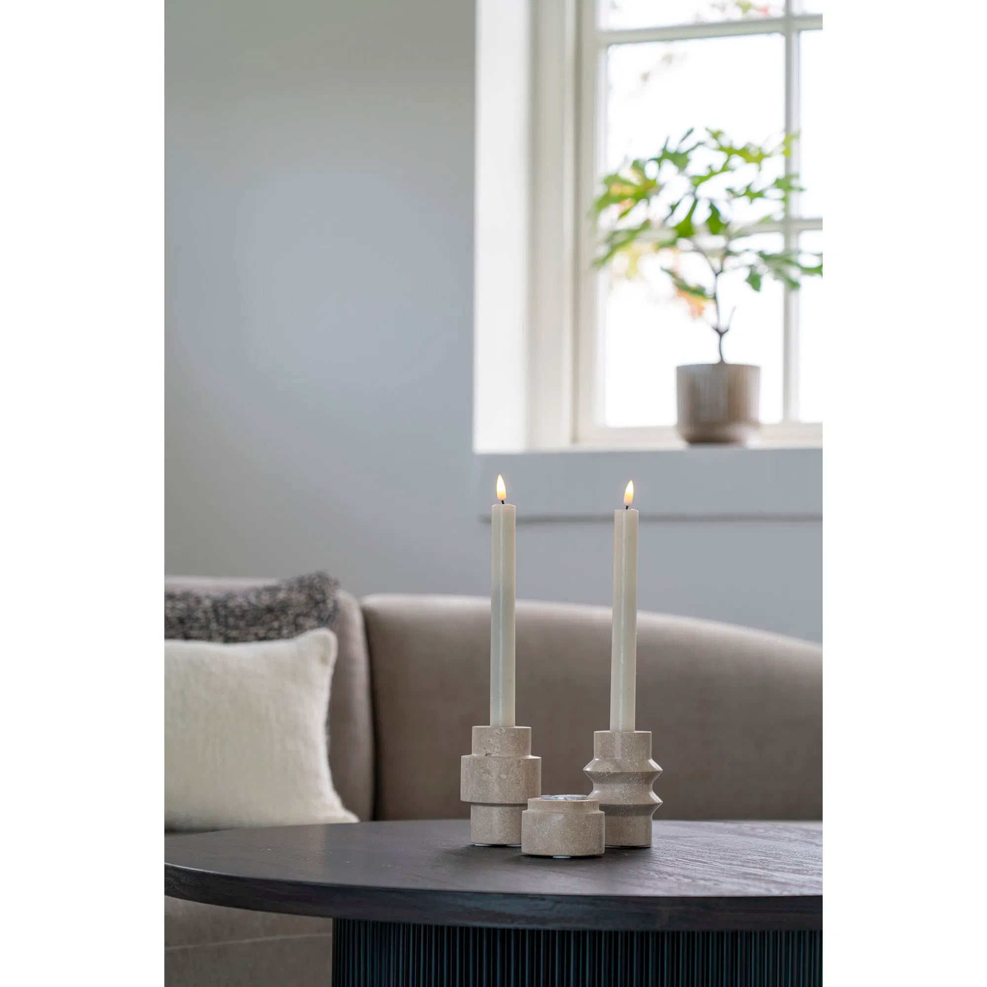 Candle Holder Set "Aurelio" – Travertine in Natural