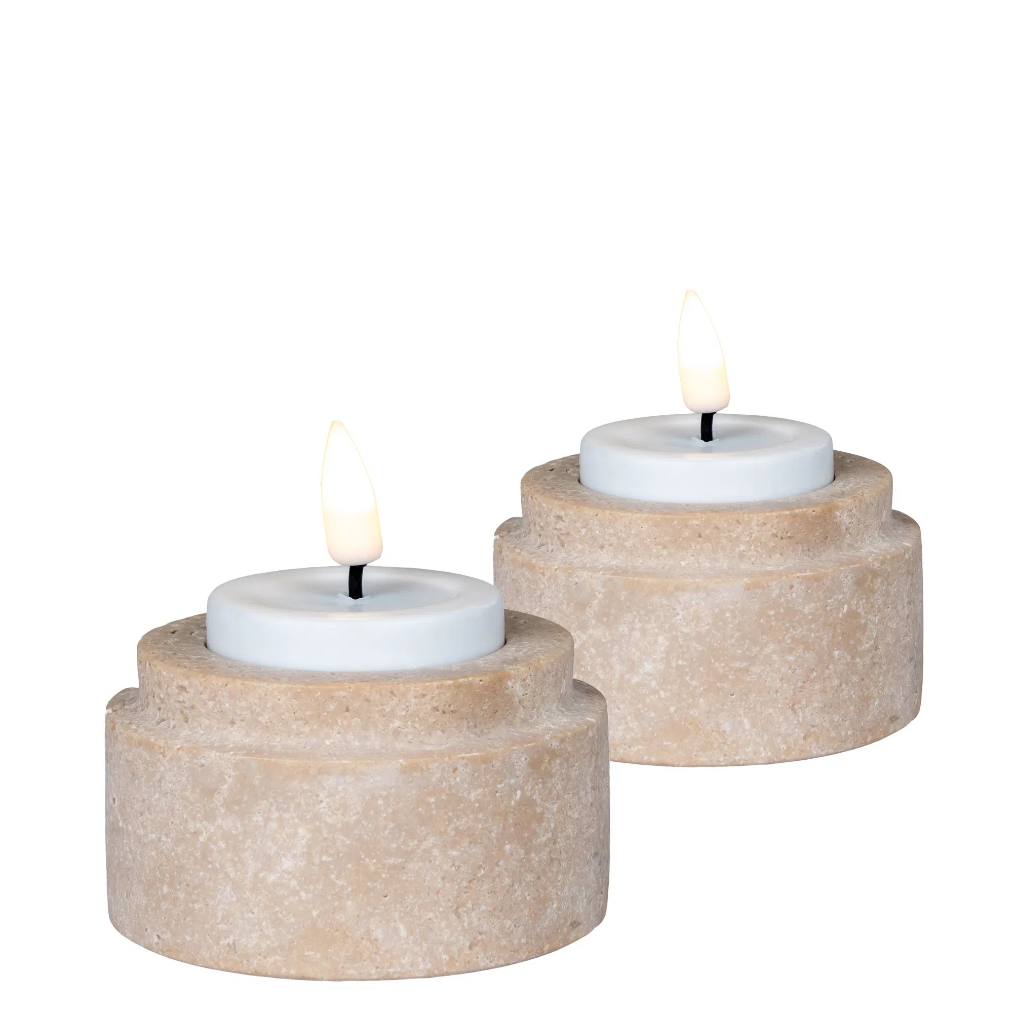 Candle Holder Set "Aurelio" – Travertine in Natural