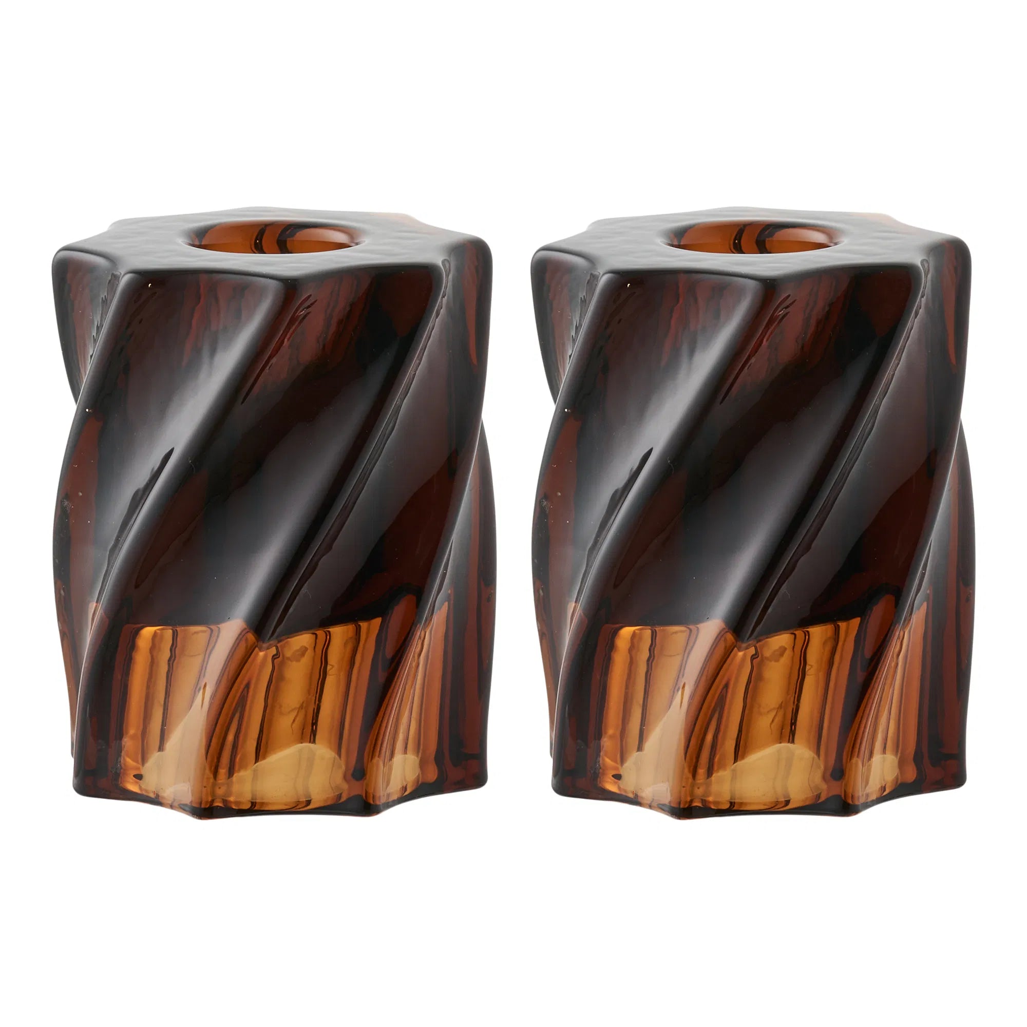 Candle holder set "Smokaro" – glass in smoke brown (set of 2)