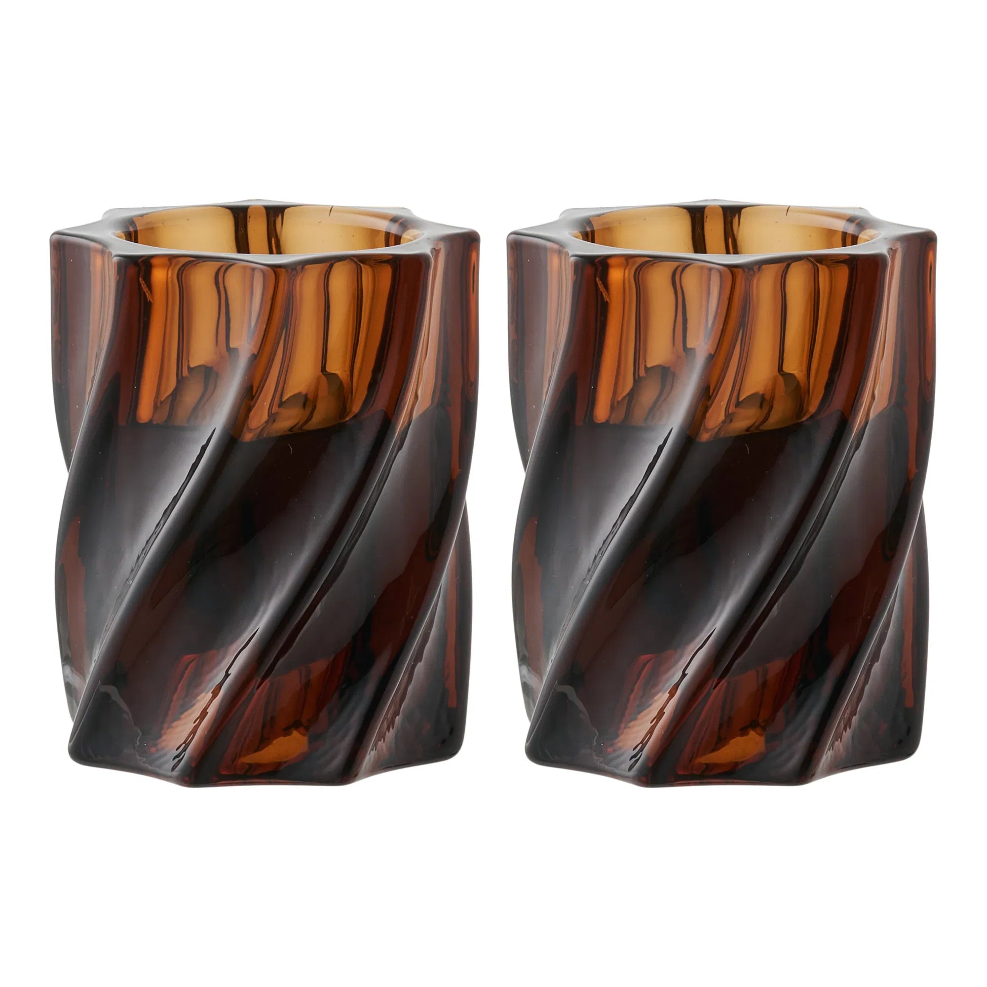 Candle holder set "Smokaro" – glass in smoke brown (set of 2)