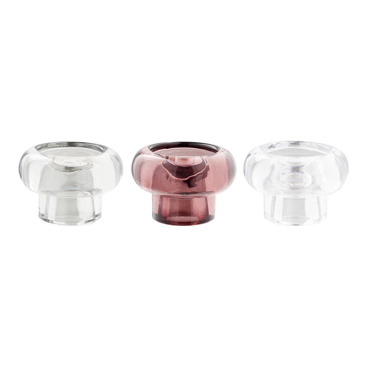 3er Set Kerzenhalter Glossy - in 3 Farben aus Glas