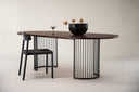 Manolo dining table - oval dining table with Black tabletop and walnut