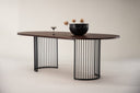 Manolo dining table - oval dining table with Black tabletop and walnut