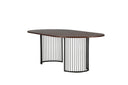 Manolo dining table - oval dining table with Black tabletop and walnut