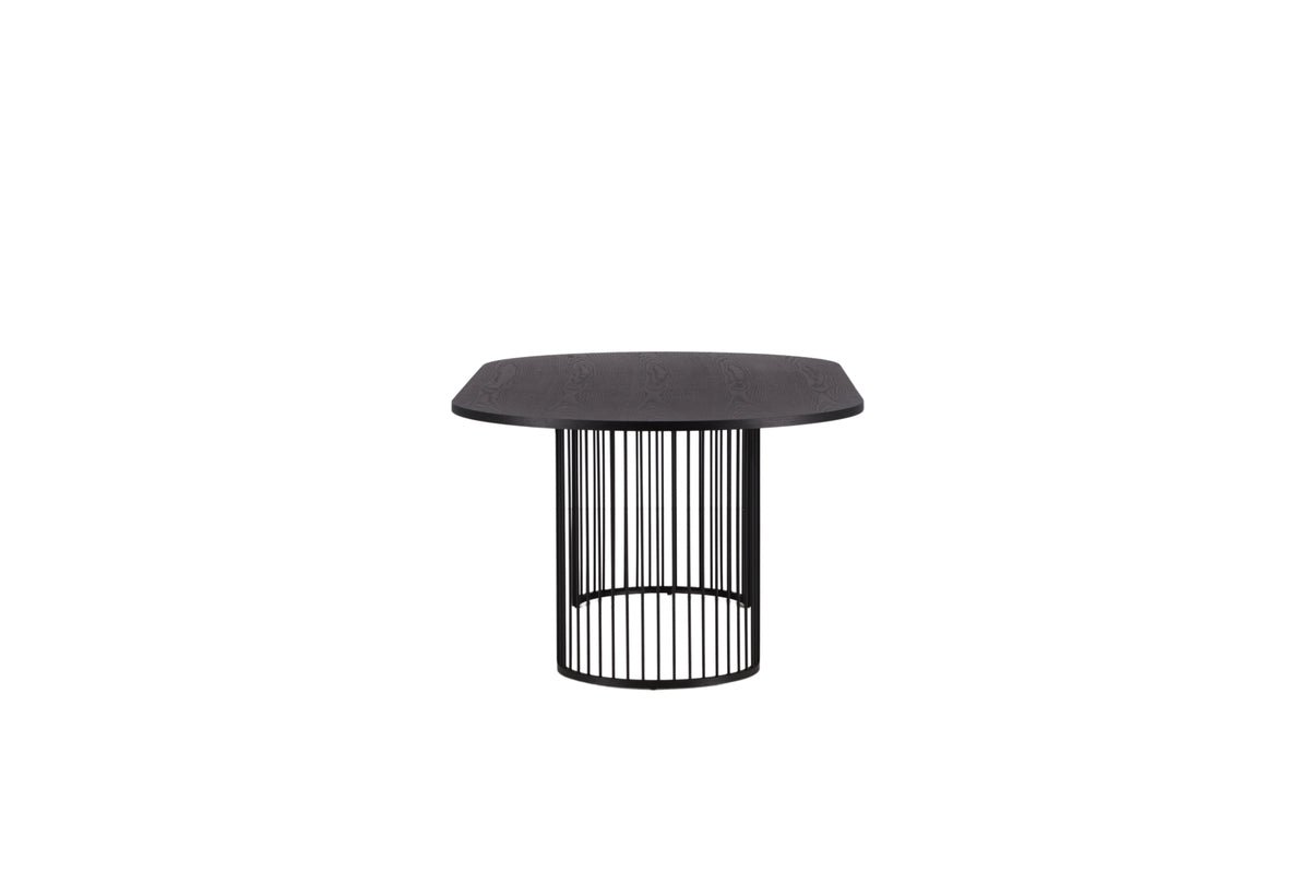 Manolo dining table - oval dining table with Black tabletop and walnut