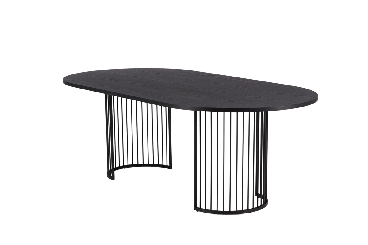 Manolo dining table - oval dining table with Black tabletop and walnut