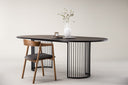 Manolo dining table - oval dining table with Black tabletop and walnut