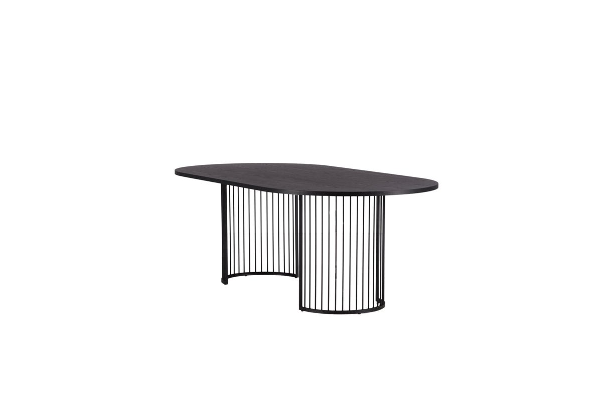 Manolo dining table - oval dining table with Black tabletop and walnut