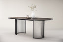 Manolo dining table - oval dining table with Black tabletop and walnut